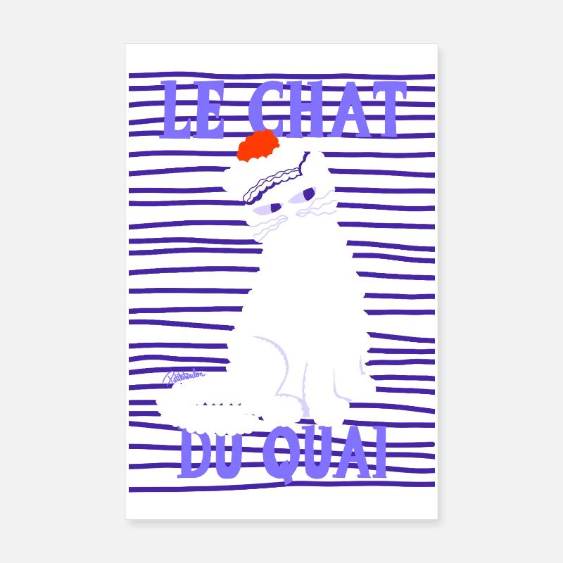 Chat Blanc du Quai Poster 20 x 30 cm