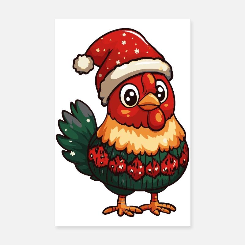 Hahn Weihnachten Poster 20x30 cm