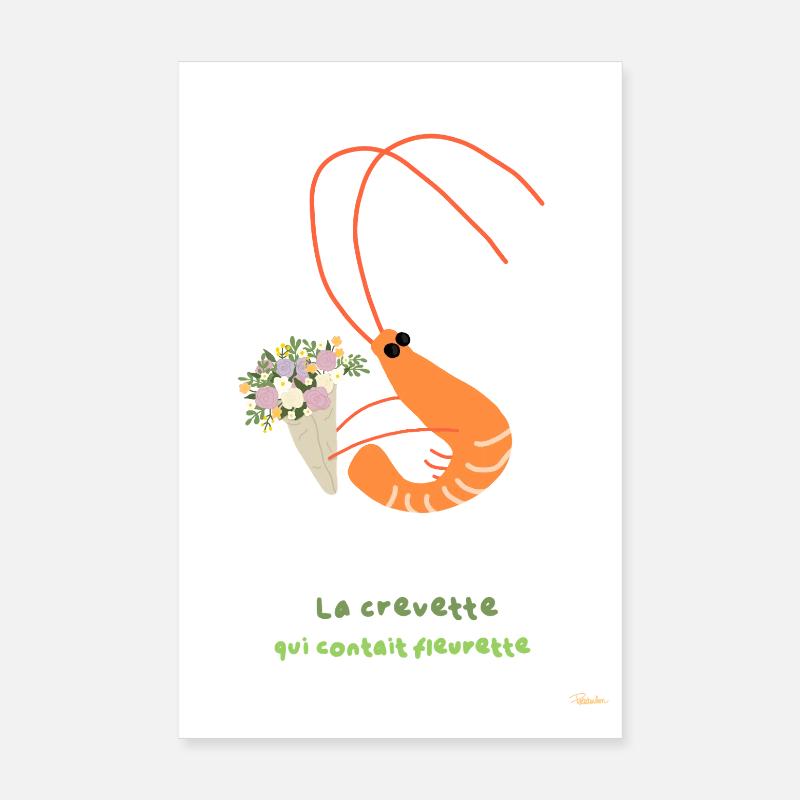 Crevette florale et bouquet joyeux Poster 20 x 30 cm