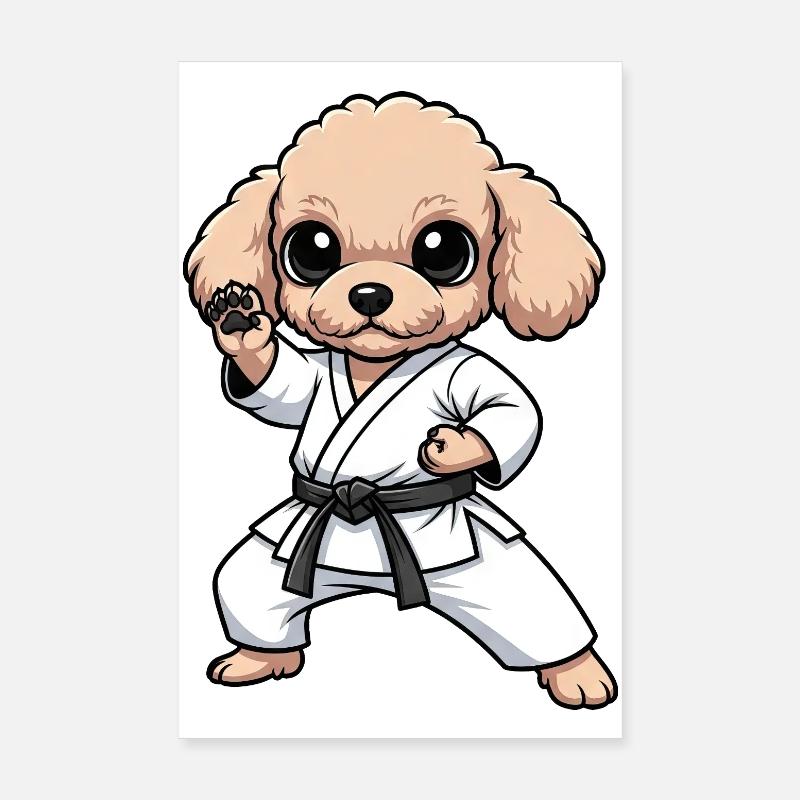 Karate Pudel Hund Kampfsport Selbstbewusstsein Poster 20x30 cm