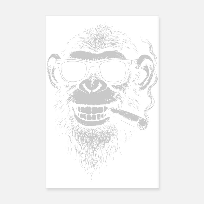 Smiling Monkey with Sunglasses Smoking a cigar Poster 8" x 12" (20x30 cm)