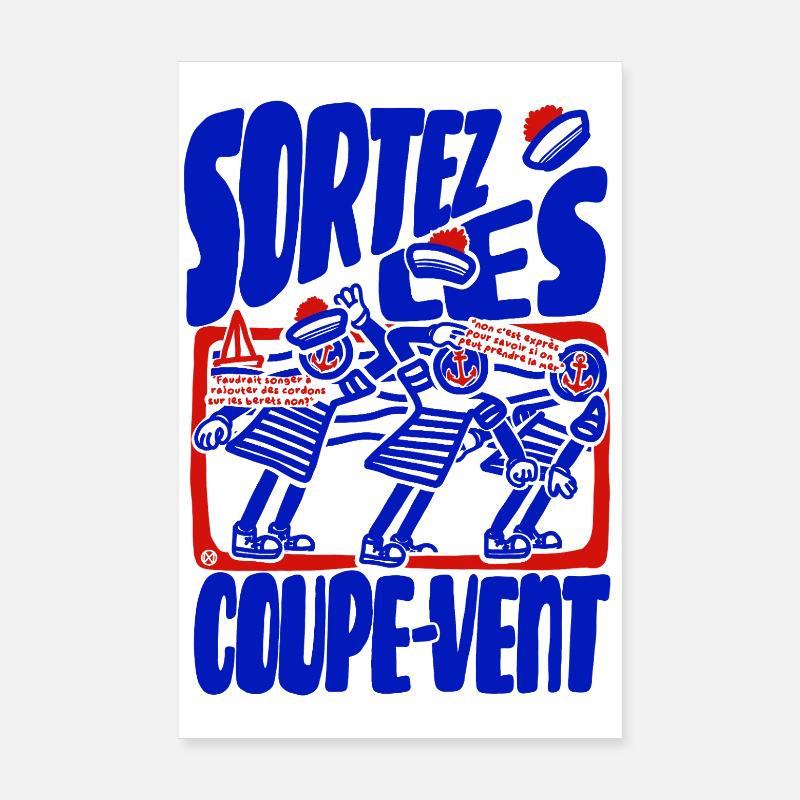 Sortez les coupe vent rétro bleu blanc rouge Poster 20 x 30 cm