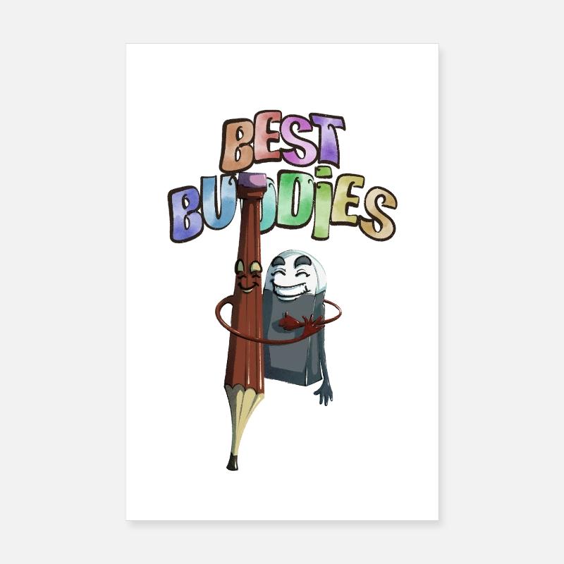 Best Friends Radierstift - Poster 20x30 cm - Weiß