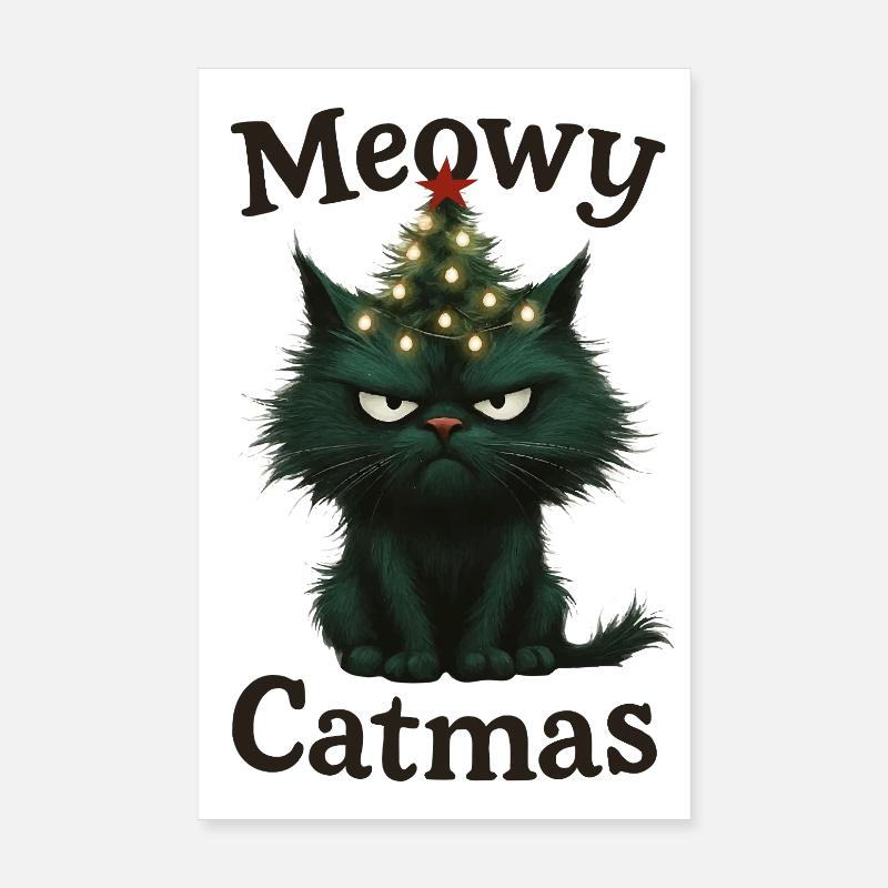 Meowy Catmas Grummelige Weihnachtskatze Poster 20x30 cm