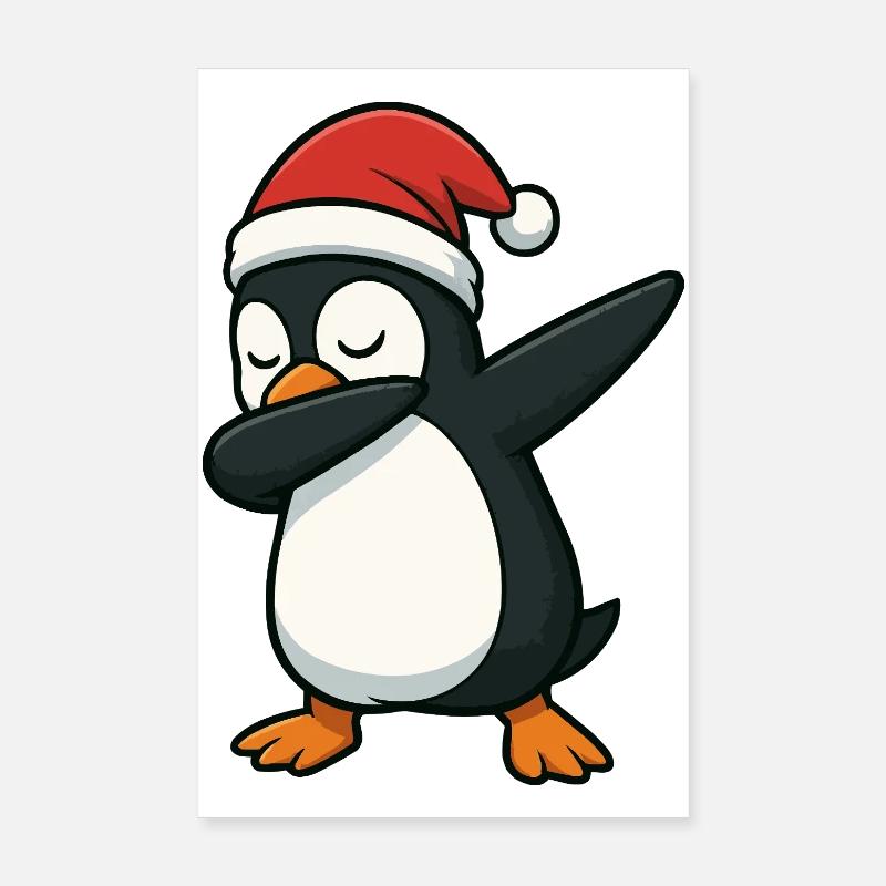 Pinguin Santa Dab Poster 20x30 cm