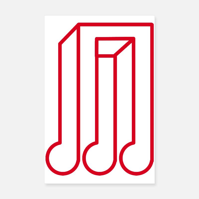 Red Geometric Music Note Optical Illusion 3D Poster 8" x 12" (20x30 cm)