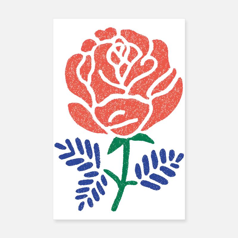 Rose corail aux feuilles bleu-vert Poster 20 x 30 cm