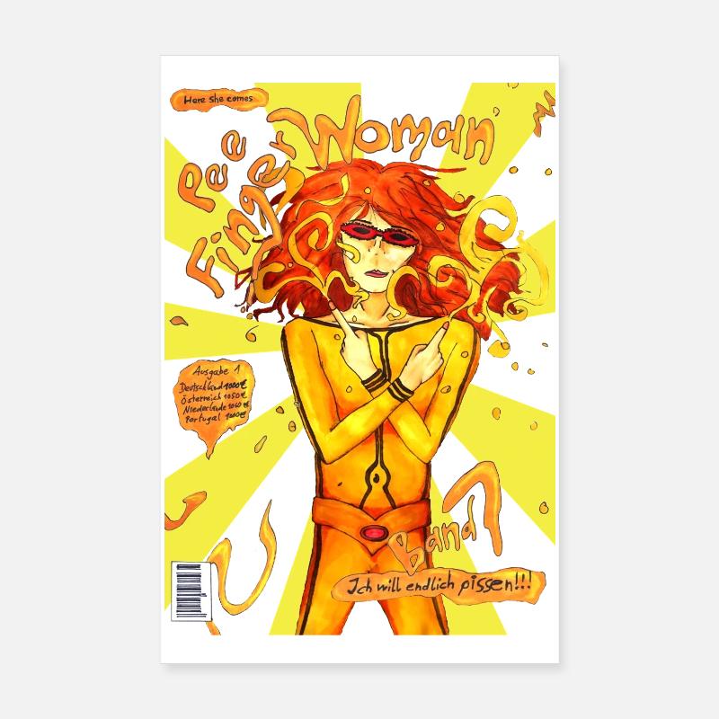 Femme Doigt Pipi2 - Poster 20 x 30 cm - blanc