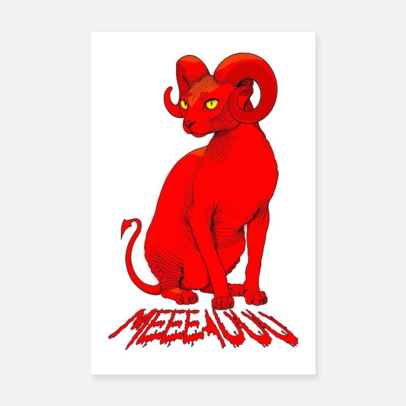 Dämonen-Sphinx-Katze: Rote Meeeauuu Poster 20x30 cm