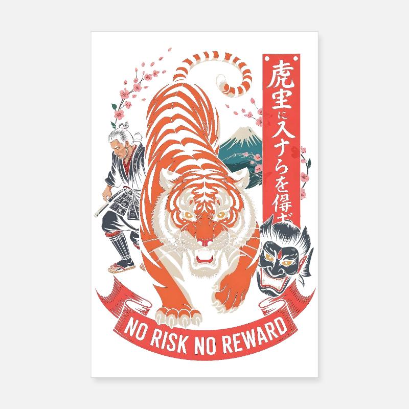 Design du Tiger Samurai Sans Risque Sans Récompense Poster 20 x 30 cm
