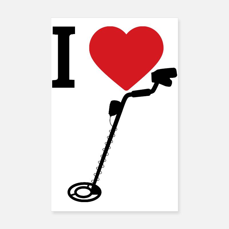 I_Love_metaldetecting - Poster 20 x 30 cm - blanc