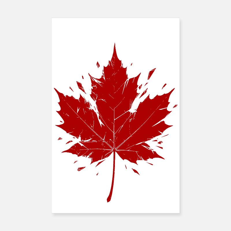 Feuille d’érable rouge fragmentée Poster 20 x 30 cm
