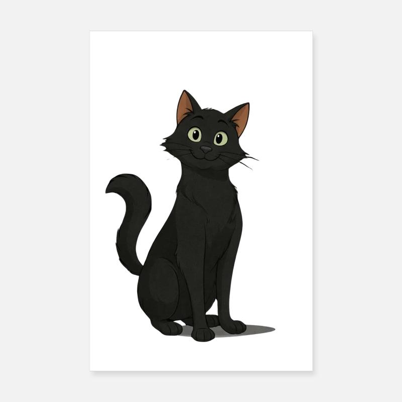 Mischievous Black Cat Illustration Poster 8" x 12" (20x30 cm)