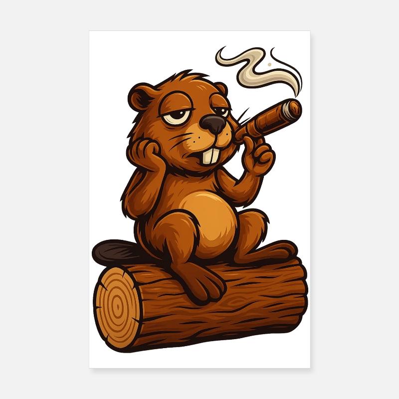 Chillender Biber mit Zigarre Poster 20x30 cm