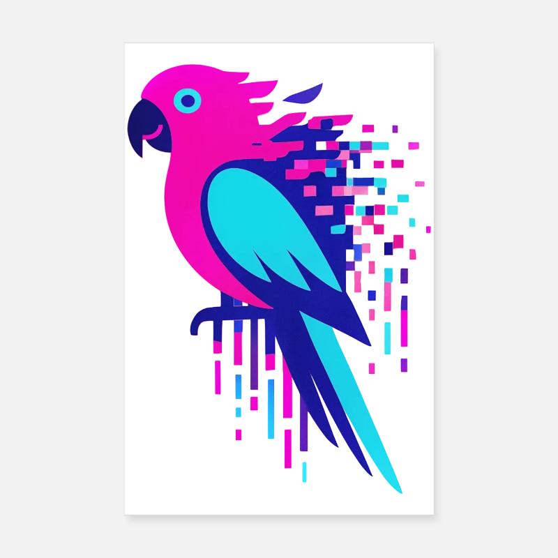 Glitch pixeliger Geek-Papagei Poster 20x30 cm