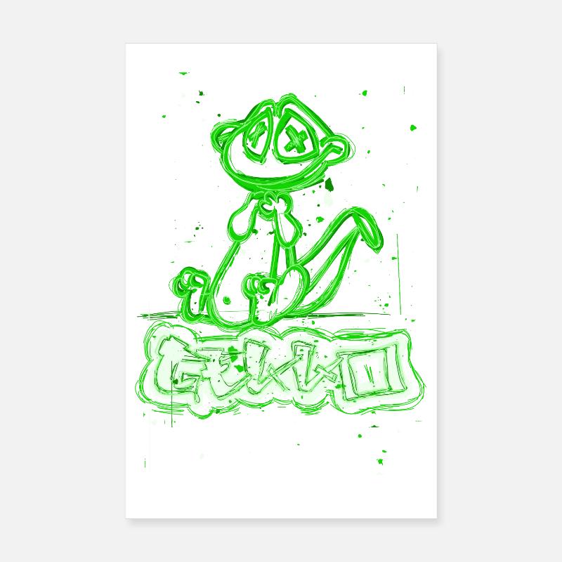 Chien graffiti néon à rayures vertes Poster 20 x 30 cm