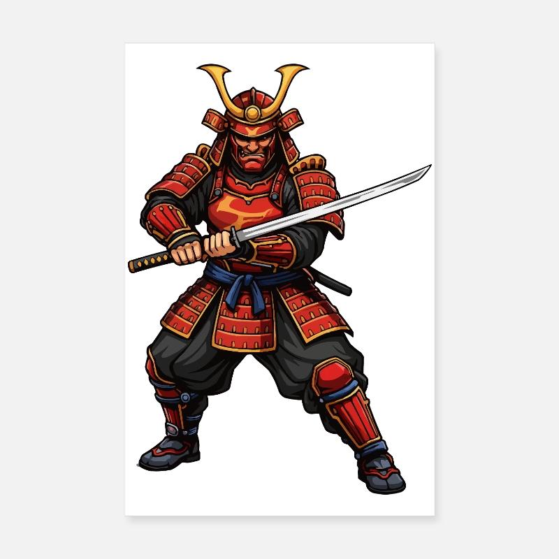 Samurai Warrior in Red Poster 8" x 12" (20x30 cm)