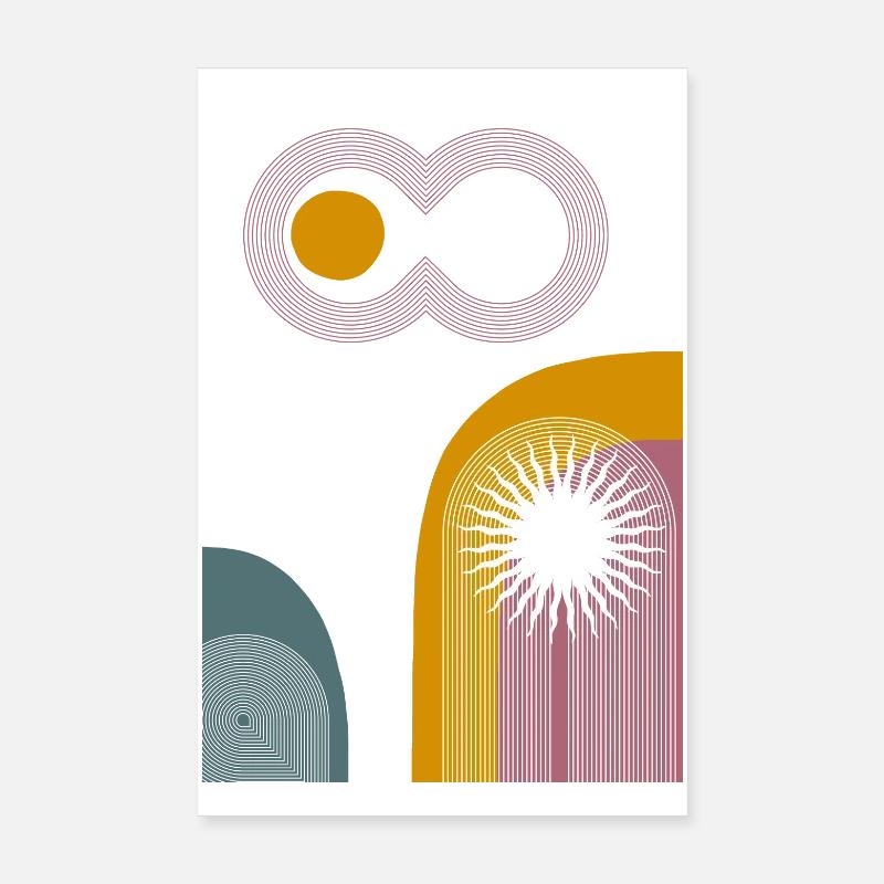 Graphique abstrait Pink Infinity Sun Poster 20 x 30 cm