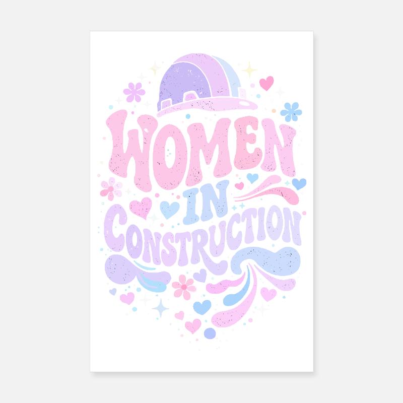 Frauen im Bauwesen – Pastell Retro Poster 20x30 cm