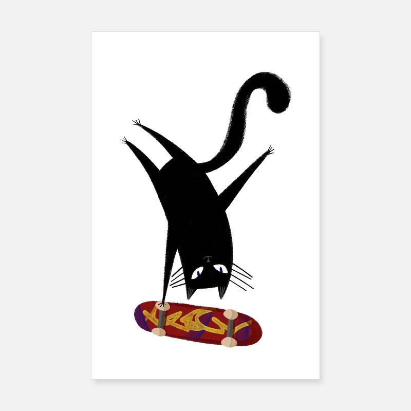Katzen-Skateboard Poster 20x30 cm