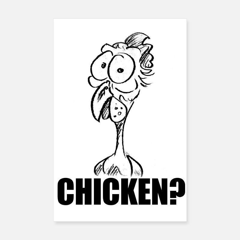 CHICKEN? Verdutzter Chicken Hühnerkopf – Humor Poster 20x30 cm