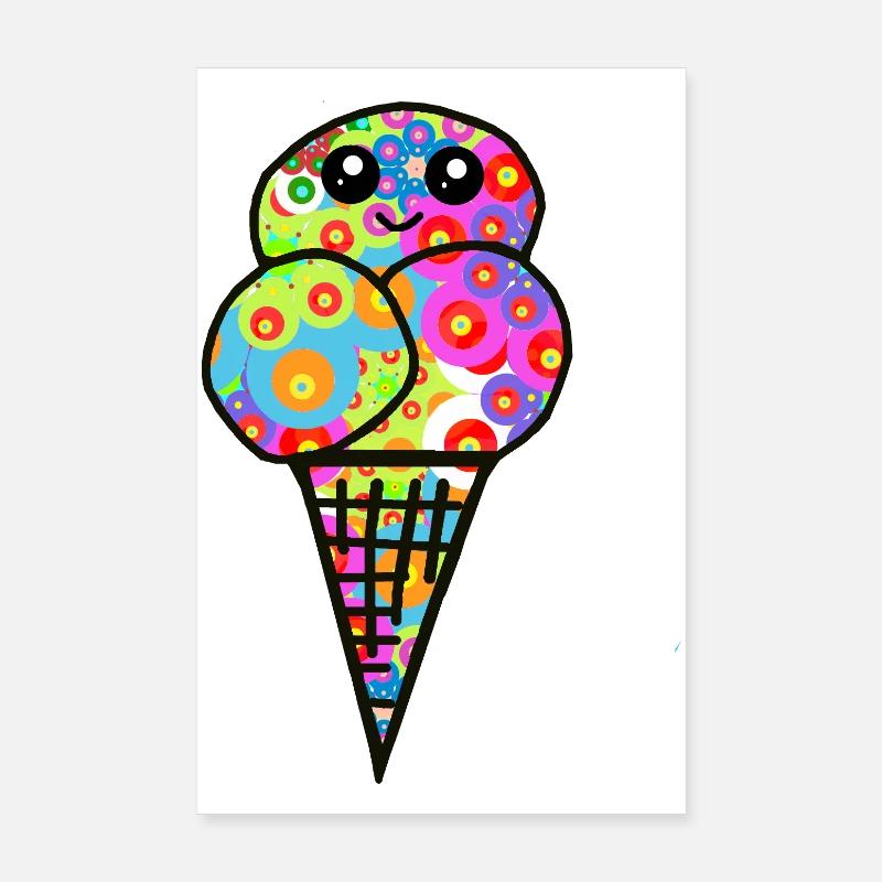 Buntes Blüten-Eisdesign Eiscreme Retro 60er Poster 20x30 cm