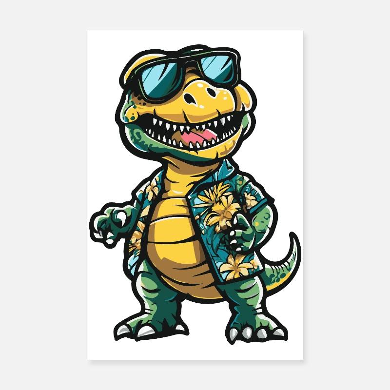 Dinosaurier T-Rex Comic Urlaub Poster 20x30 cm