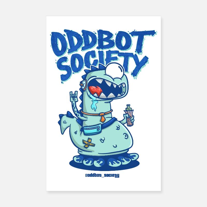 SOCIÉTÉ ODDBOT Dino-Robot Bleu Poster 20 x 30 cm