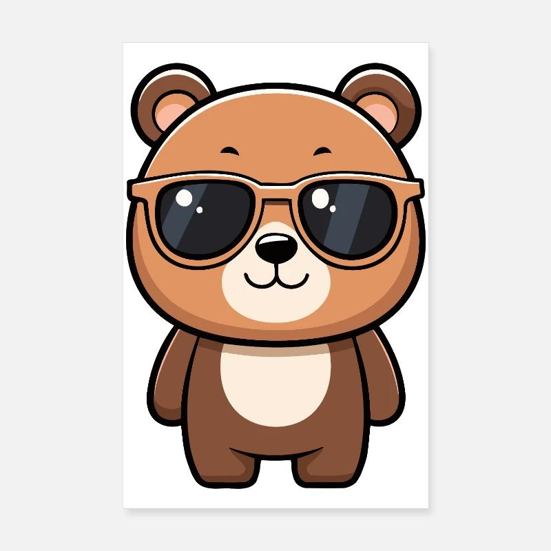 Ourson chic lunettes soleil Poster 20 x 30 cm