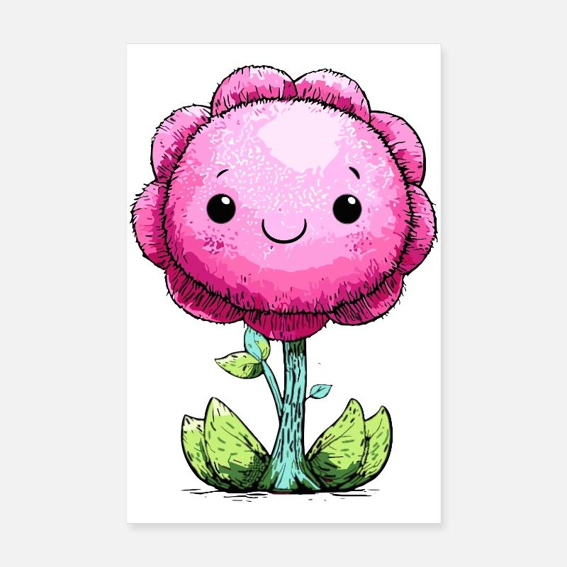 Cuddly Pink Flower Face Poster 8" x 12" (20x30 cm)