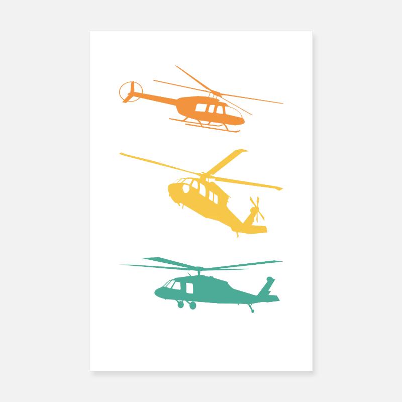 Helicopter Retro Pilot Poster 8" x 12" (20x30 cm)