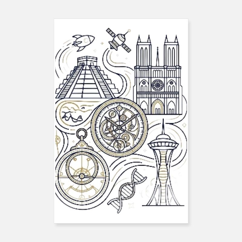 Cosmic Clockworks: Space and Stone Poster 8" x 12" (20x30 cm)