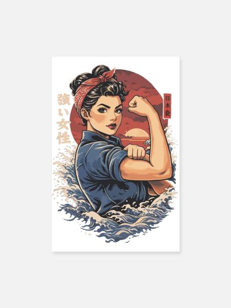Frauen Power & Empowerment – Starke Frau Kanji - Poster 20x30 cm - Weiß - Vorne