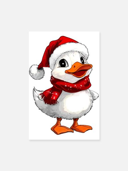 Weisses Entchen Weihnachten - Poster 20x30 cm - Weiß - Vorne