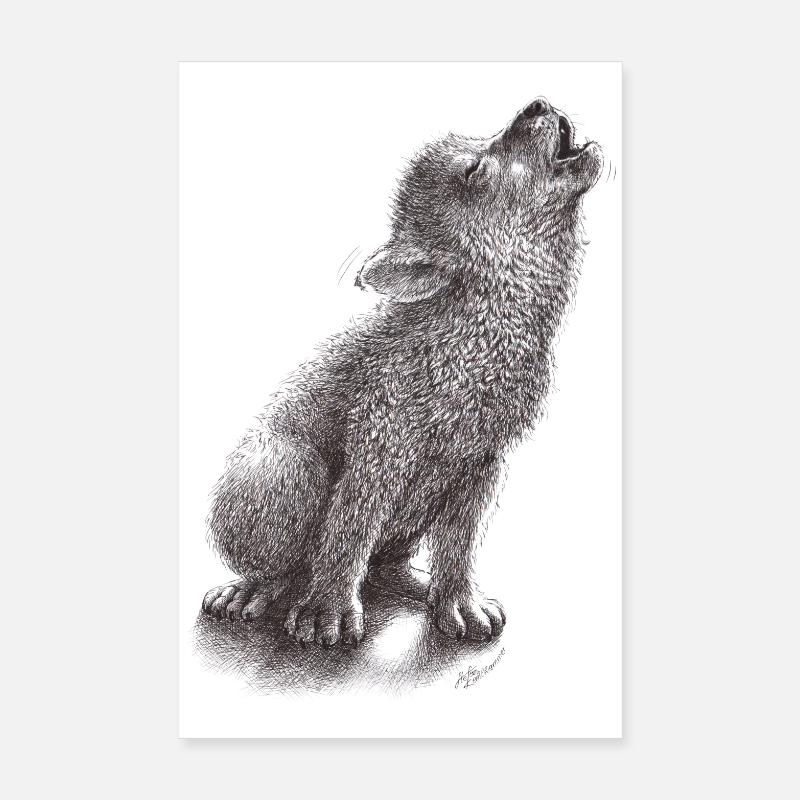 Young howling wolf Poster 8" x 12" (20x30 cm)
