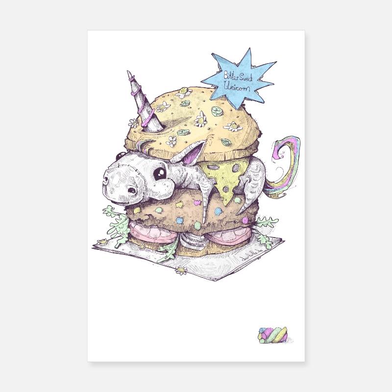 Einhorn Burger Poster 20x30 cm