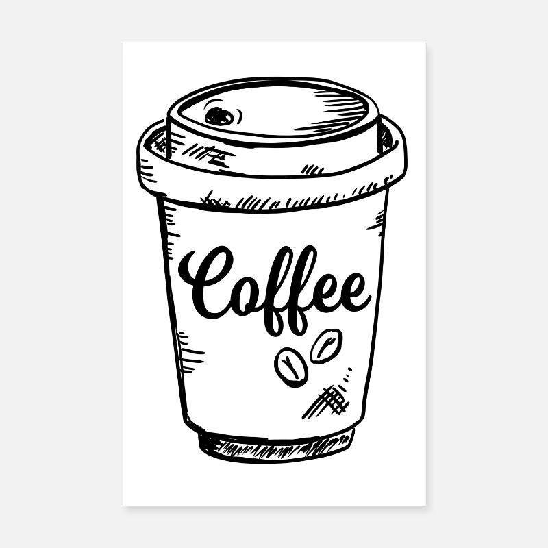 Café à emporter dans des tasses en papier - Poster 20 x 30 cm - blanc