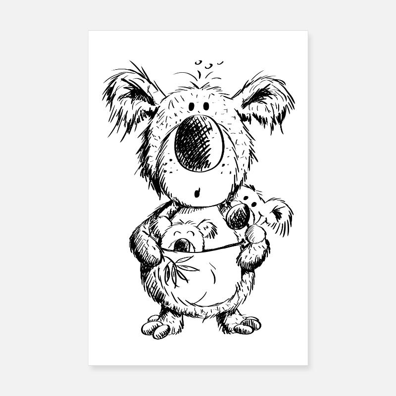 Koala Mama Mit Babys Poster 20x30 cm