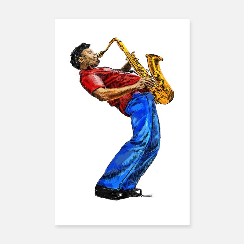 Saksofonist - Poster 20 x 30 cm - blanc