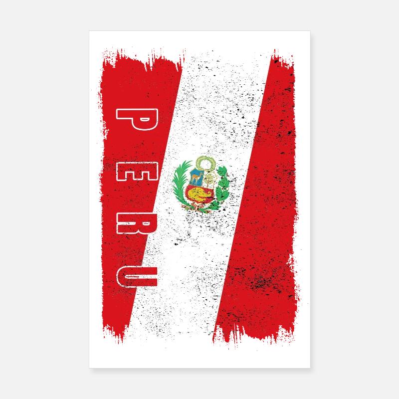 Peru Flagge - Poster 20x30 cm - Weiß