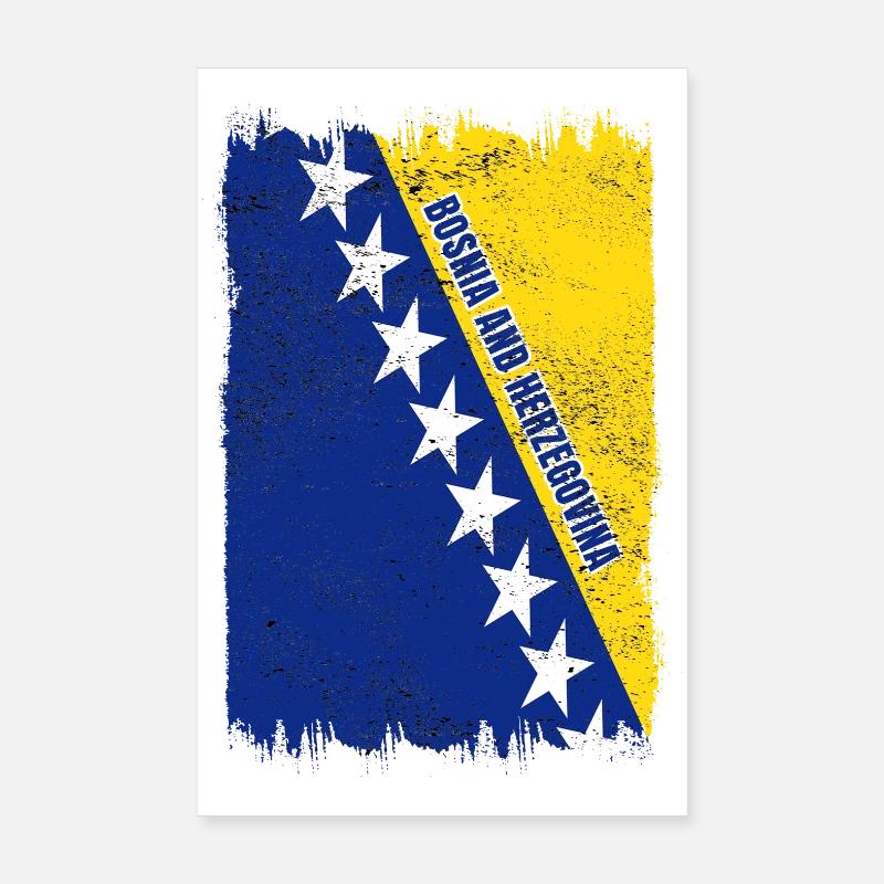 Drapeau de la Bosnie-Herzégovine Poster 20 x 30 cm