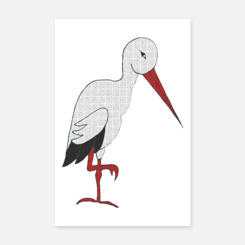 storch - Poster 20x30 cm - Weiß