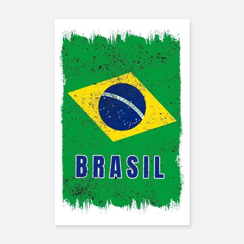 Brasilien Flagge - Poster 20x30 cm - Weiß