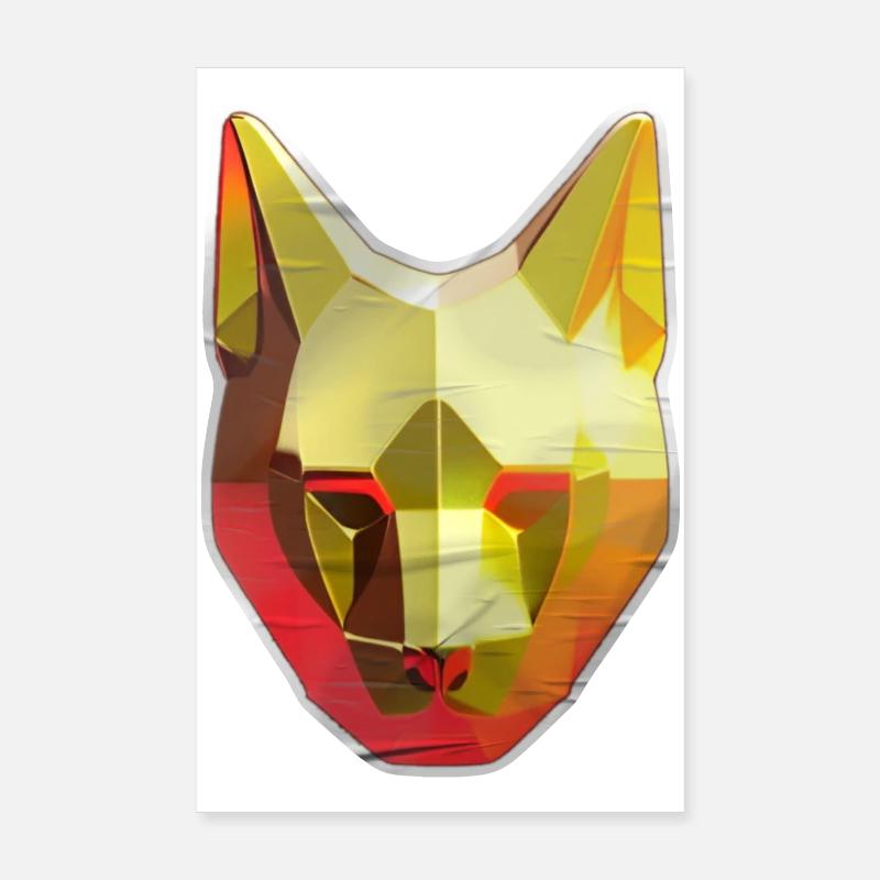 Cat Polygon in Gold Poster 8" x 12" (20x30 cm)