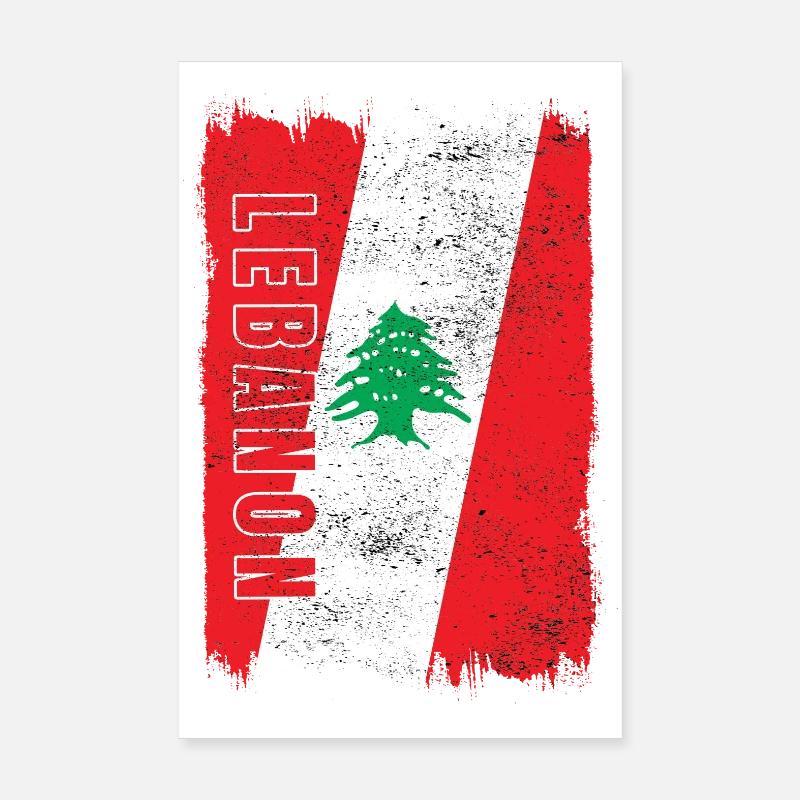 Libanon Vintage Flagge Poster 20x30 cm