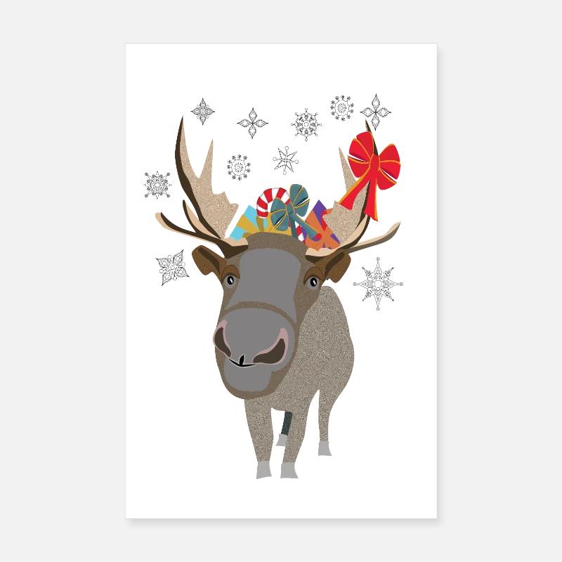 Renne d’hiver avec cadeaux Poster 20 x 30 cm