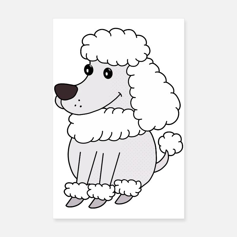 Chien Dessin Animé Caniche Adorable Poster 20 x 30 cm