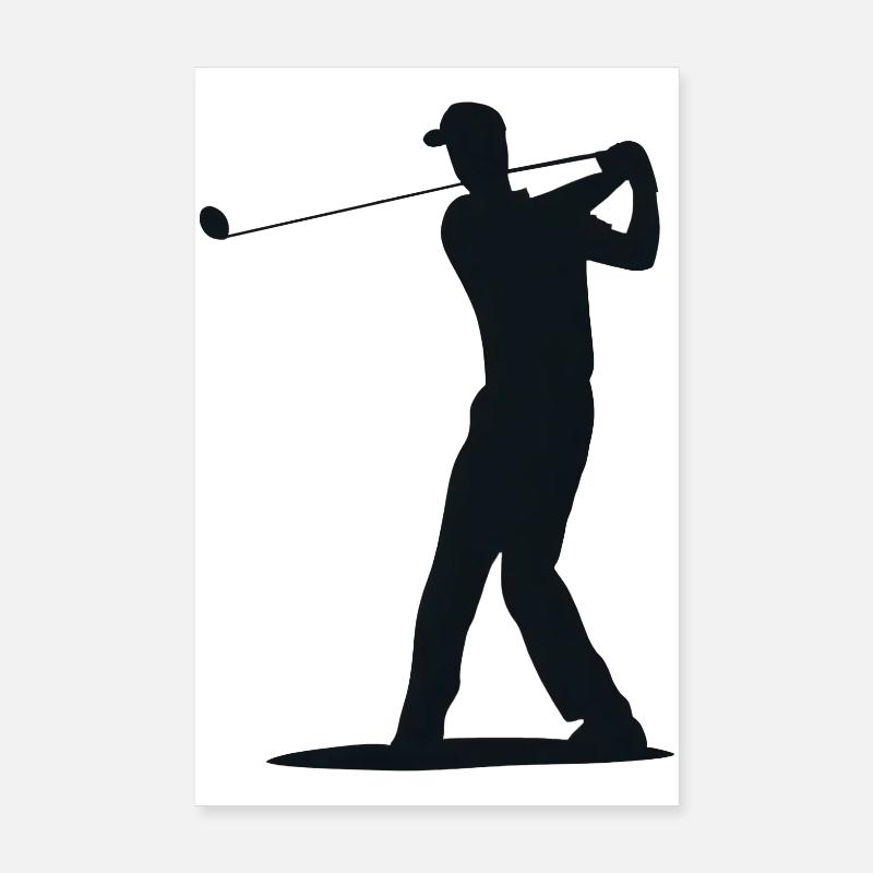 Golfer Tee Silhouette - Men's Design Poster 8" x 12" (20x30 cm)