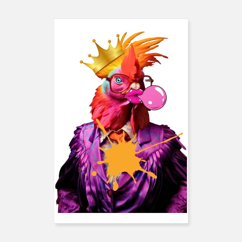Roi coq Pop Star Poster 20 x 30 cm
