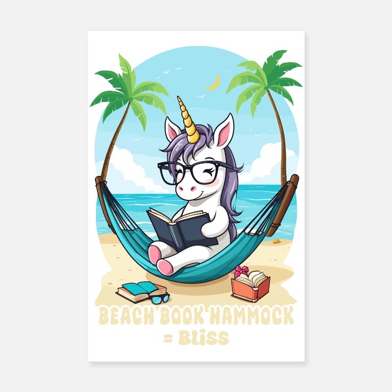 Einhorn mit Buch Poster 20x30 cm
